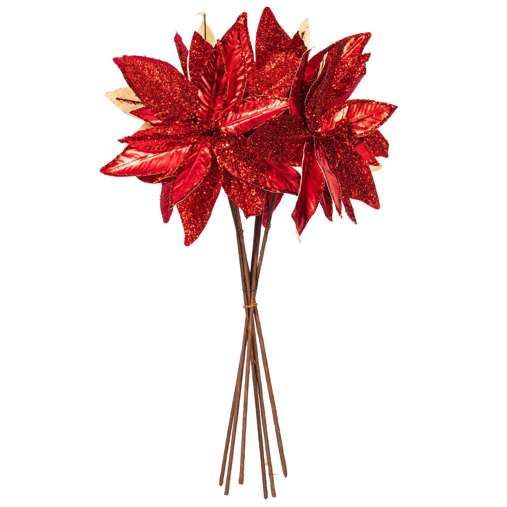 Vickerman 21.5" Poinsettia Stem 6/Bag
