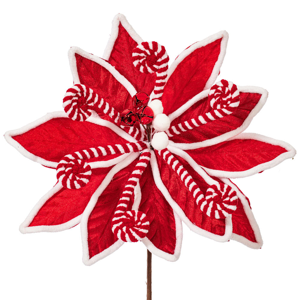 Vickerman 21.5" Red Candy Cane Poinsettia, 4/bag