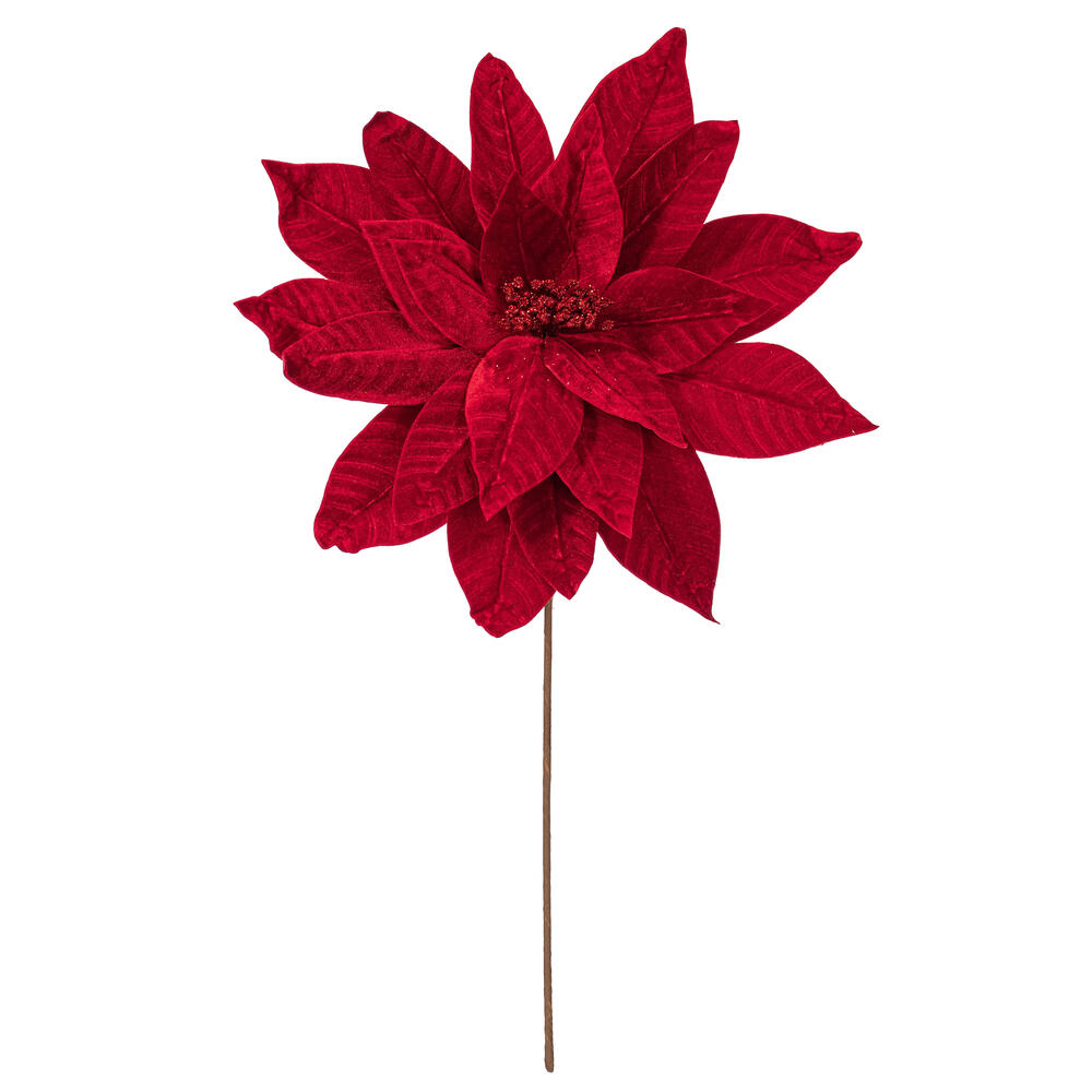 Vickerman 21.5" Textured Poinsettia Stem 2/Bag
