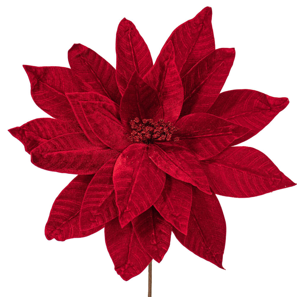 Vickerman 21.5" Textured Poinsettia Stem 2/Bag