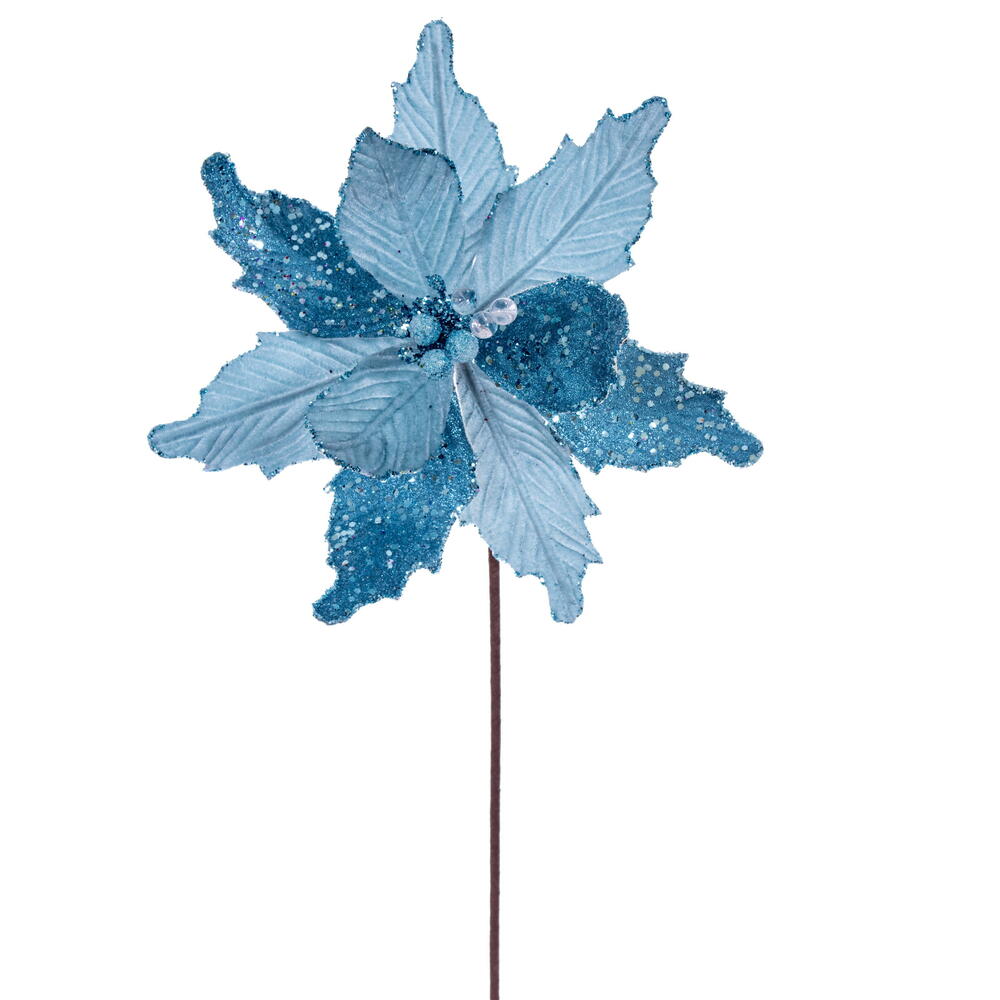 Vickerman 11.5" x 20" Velvet Sugar Poinsettia Stem