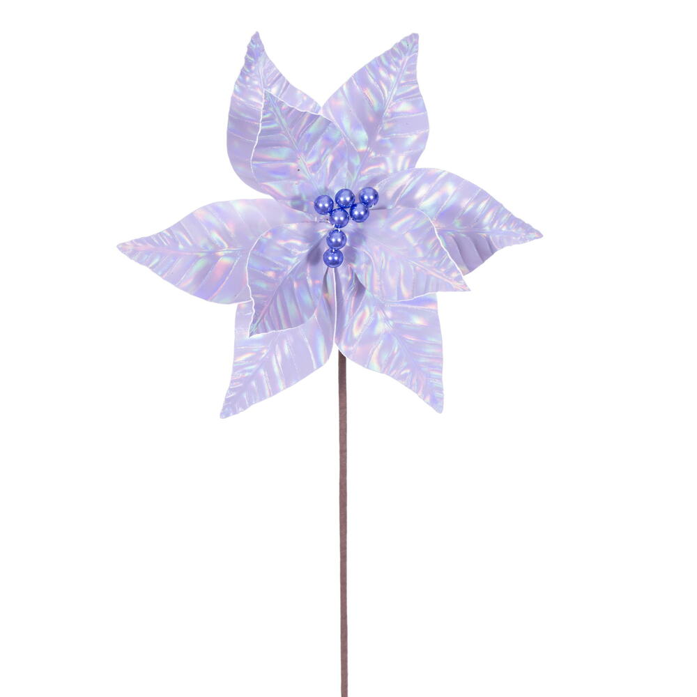 Vickerman 10" x 20" Iridescent Poinsettia Stem