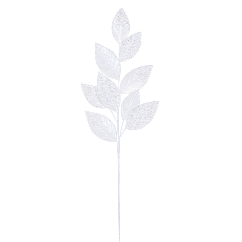 Vickerman 32" Faux Leather Pearl Leaf Spray