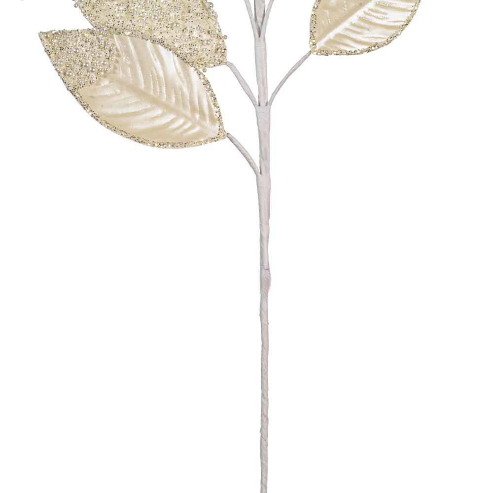Vickerman 32" Faux Leather Pearl Leaf Spray