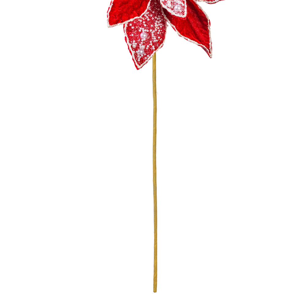 Vickerman 17" Velvet Pearl Poinsettia Stem