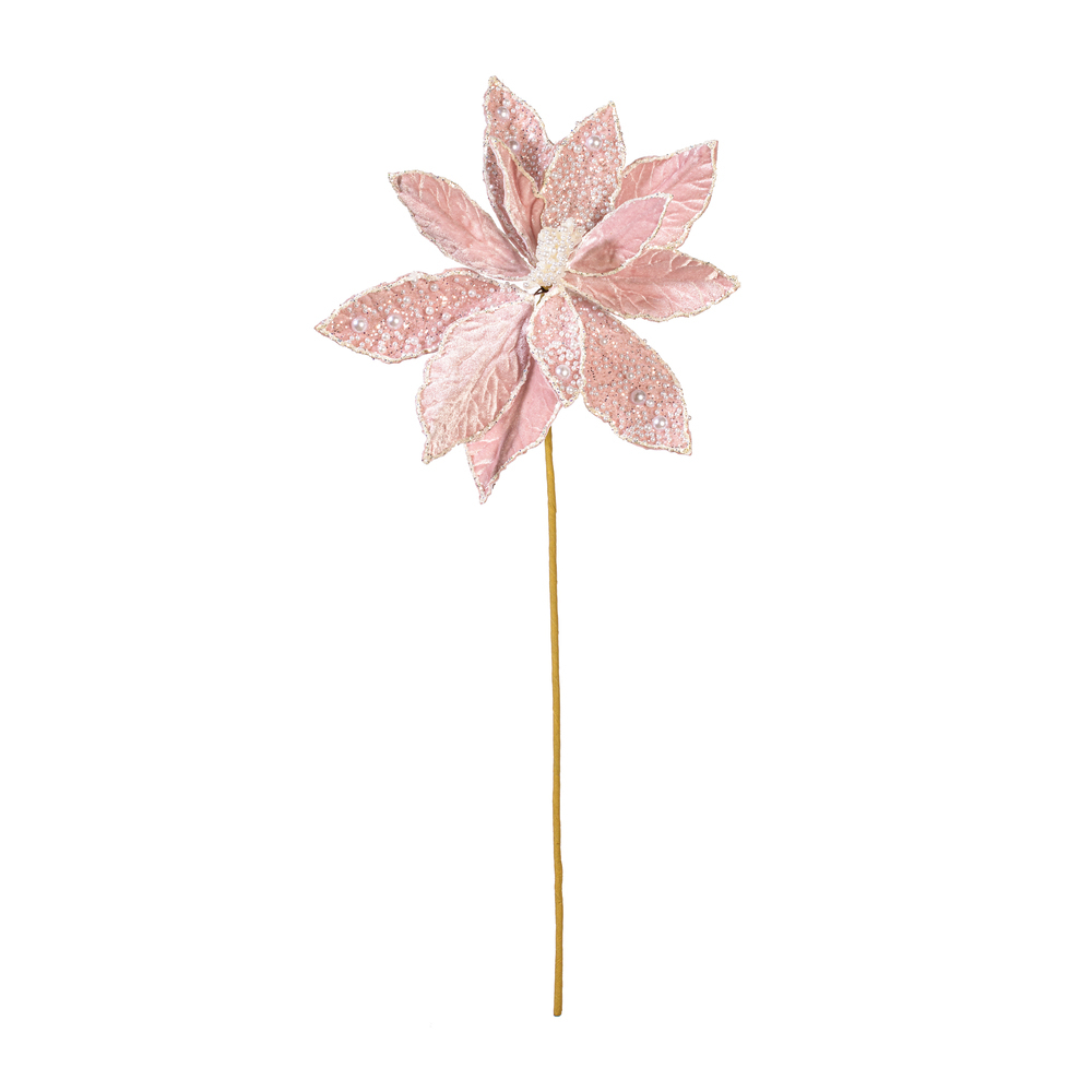 Vickerman 17" Velvet Pearl Poinsettia Stem
