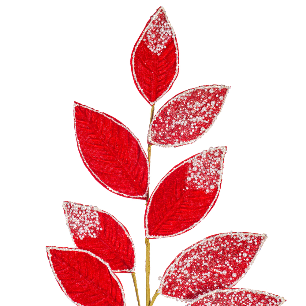 Vickerman 32" Velvet Pearl Leaf Spray