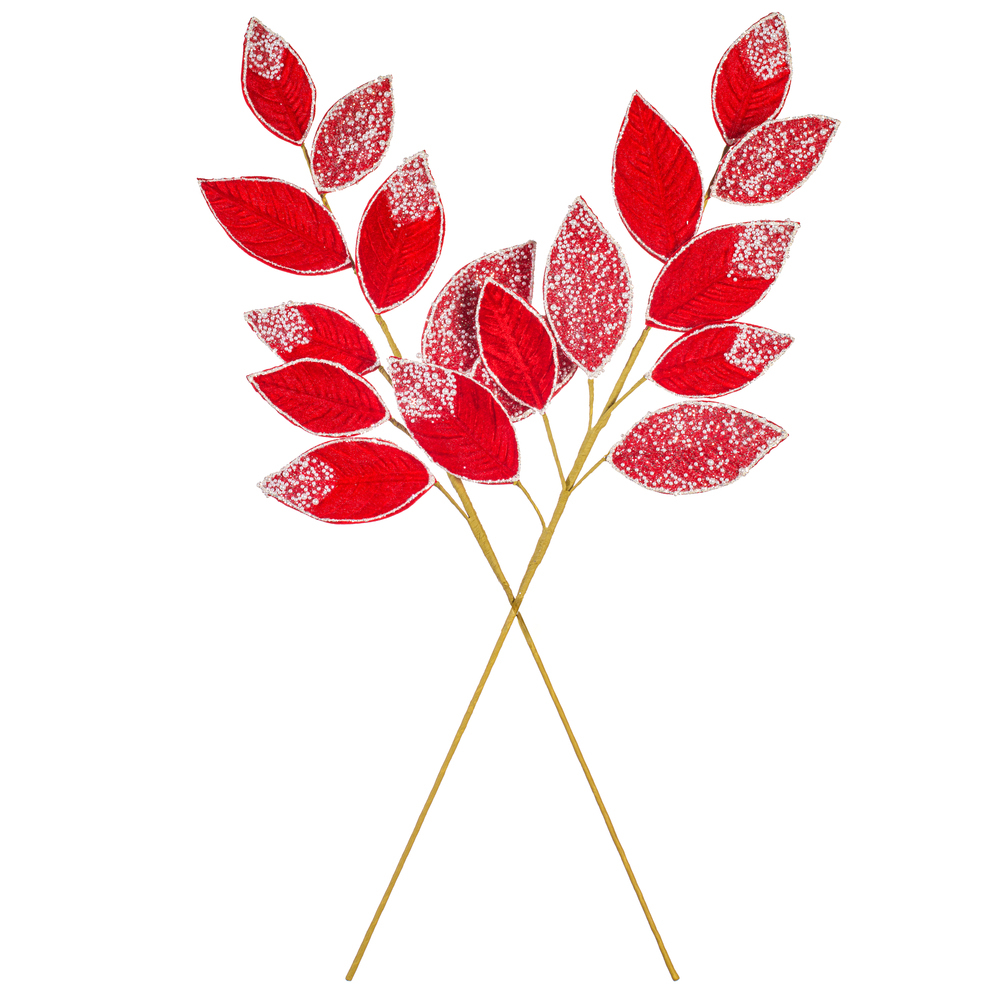 Vickerman 32" Velvet Pearl Leaf Spray