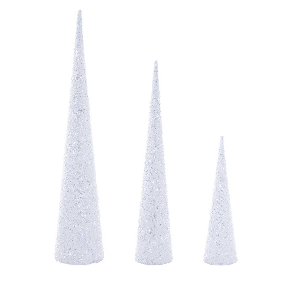 Vickerman 15"/24"/30" Silver Cone Tree 3/Assorted