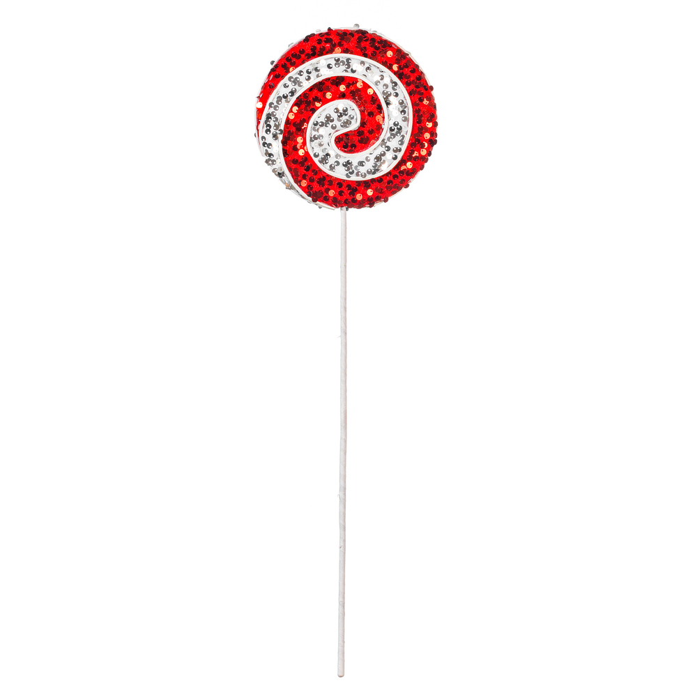 21" Red/White Sequin Lollipop 2 Asst/Set