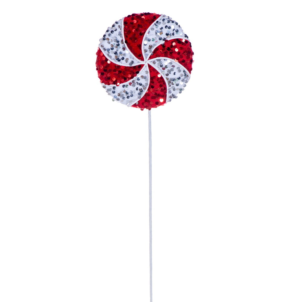 21" Red/White Sequin Lollipop 2 Asst/Set