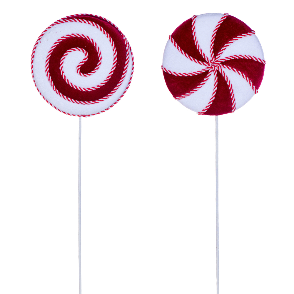 26" Red/White Velvet Lollipop 2 Asst/Set
