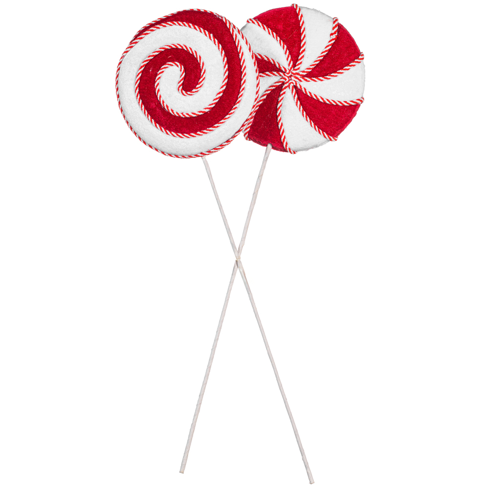 26" Red/White Velvet Lollipop 2 Asst/Set