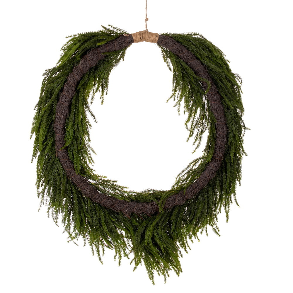 Green Norfolk Pine Heart Wreath Jute