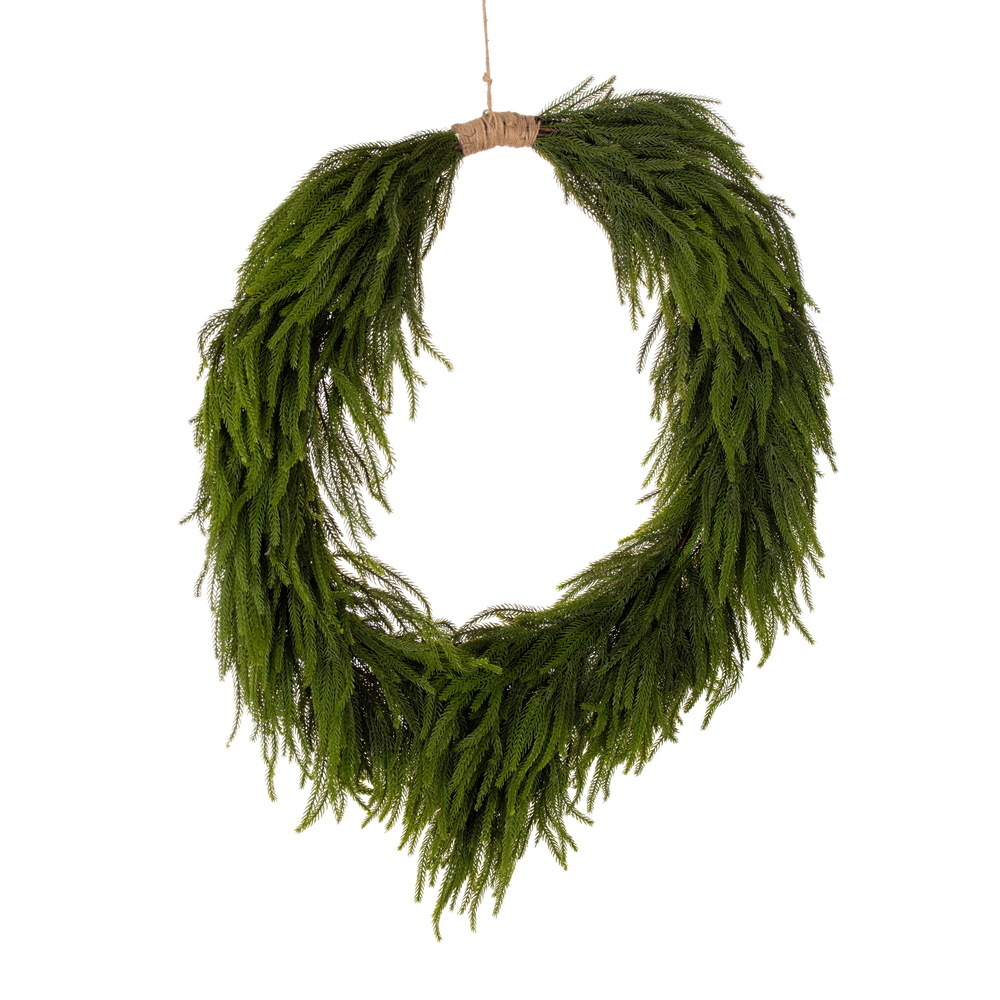 Green Norfolk Pine Heart Wreath Jute