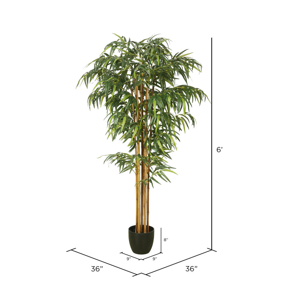 Vickerman 6' Artificial Potted Green Bamboo Tree