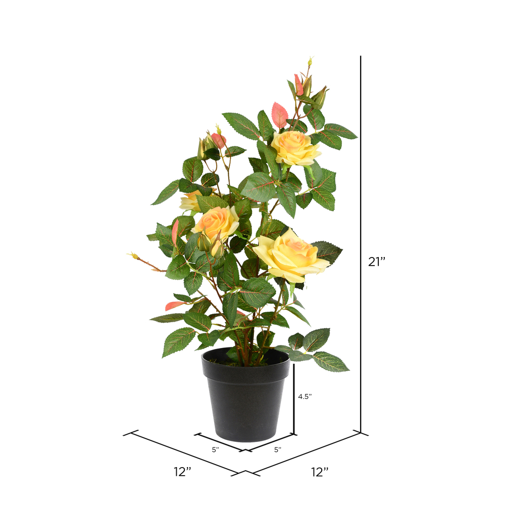 Vickerman 21" Artificial Rose Plant in Pot