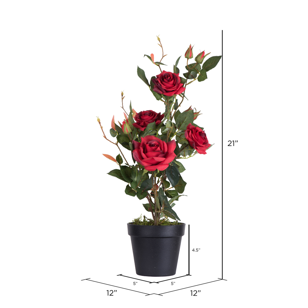 Vickerman 21" Artificial Rose Plant in Pot