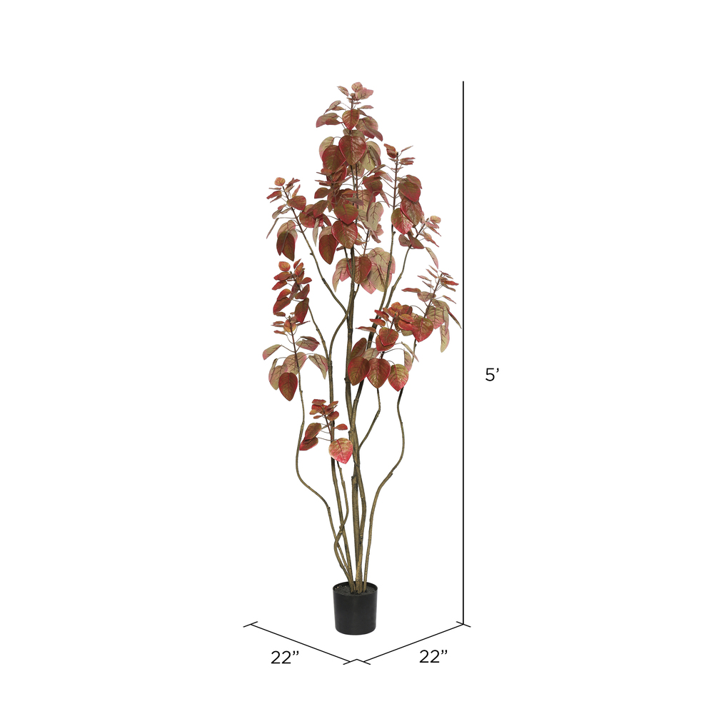 Vickerman Artificial Red Potted Rogot Rurple Tree