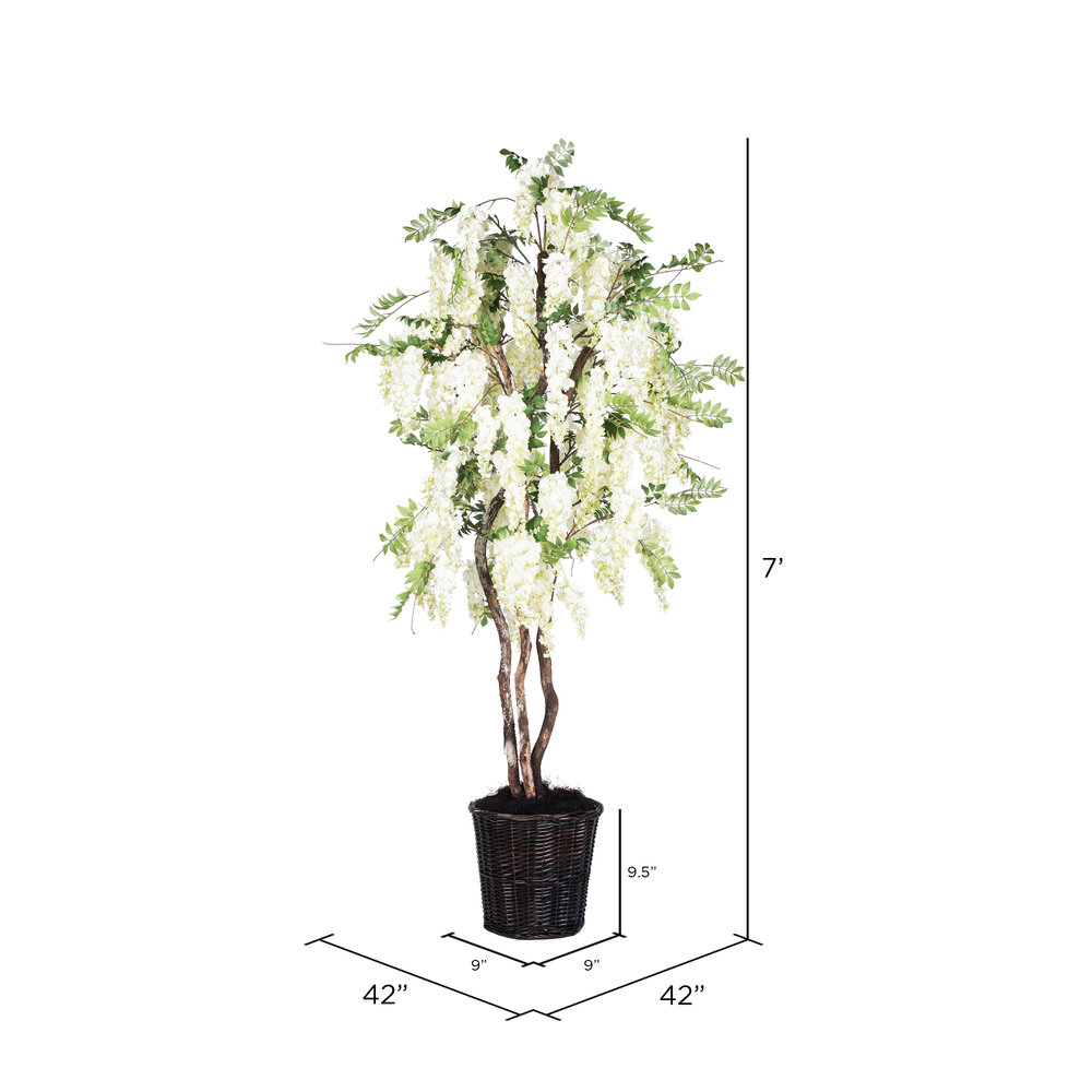 Vickerman Artificial White Wisteria Deluxe