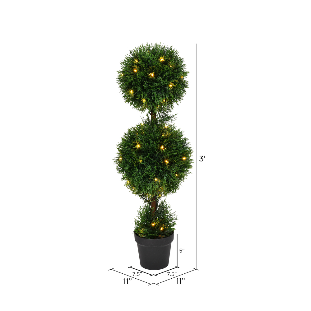 Vickerman Artificial Cedar Ball Topiary In Pot UV