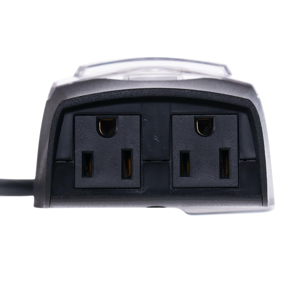 Vickerman Outdoor Mechanical Pin Timer with 14Ga 6" Power Cord and Grounded Plug, and 2 Grounded Outlets, Water proof Clear Cover