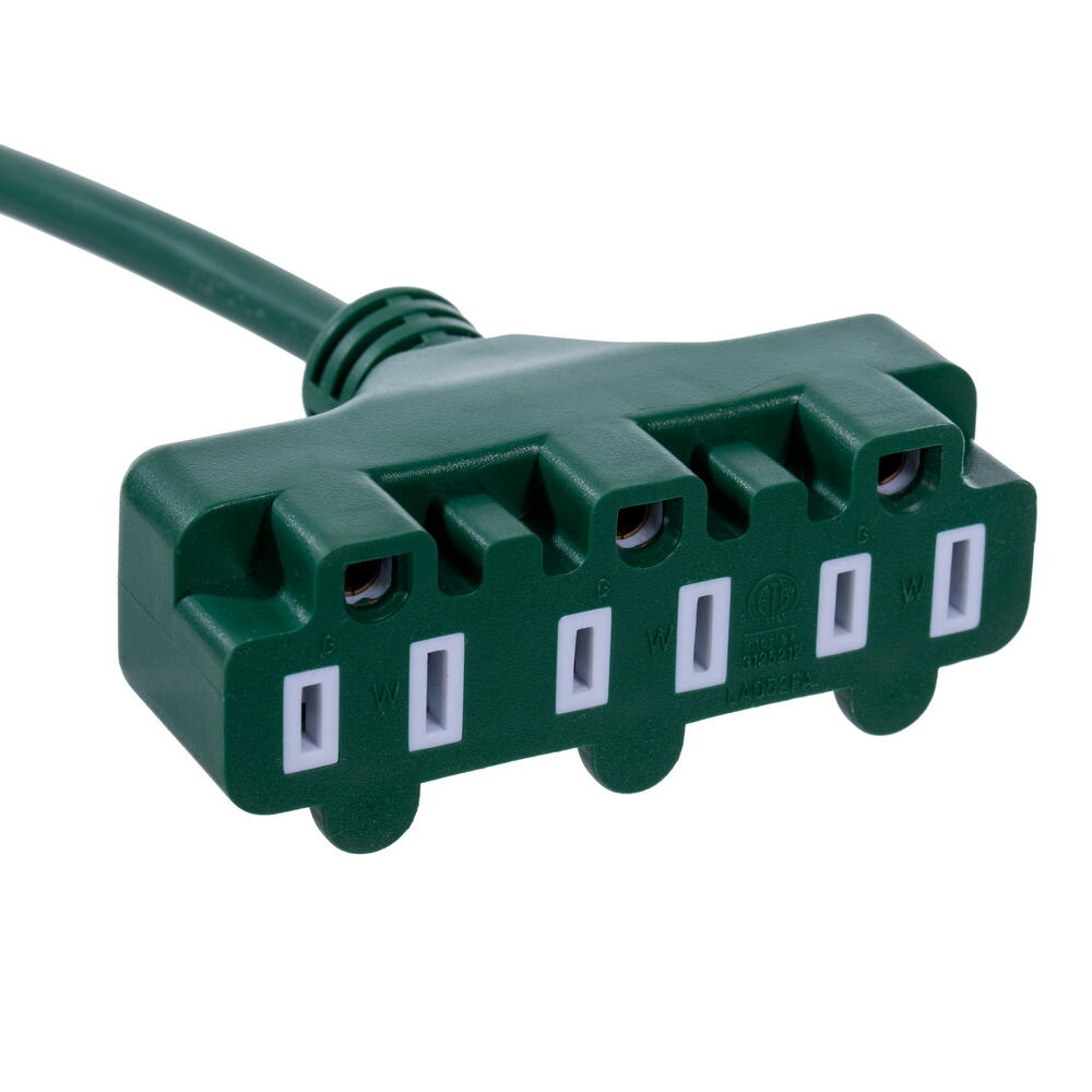 10' x 3 Outlet Green EXT Cord 16AWG