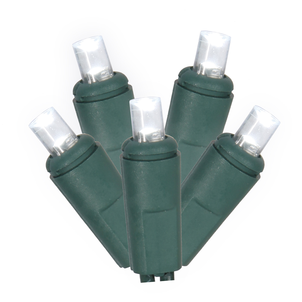 Vickerman Single Mold Wide Angle Twinkle Green Wire LED Christmas light set, Poly Bag