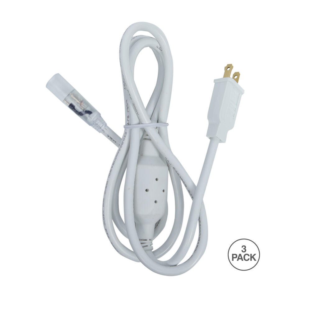 5' White LED Rope Light Power Cord 3/Bag