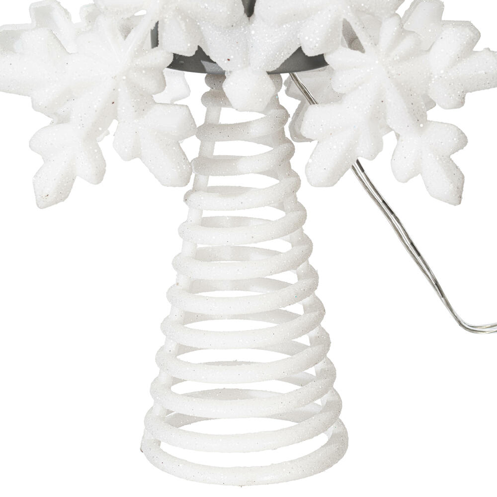 Vickerman LED White 6 Point Snowflake Tree Topper, Motion Light Cast