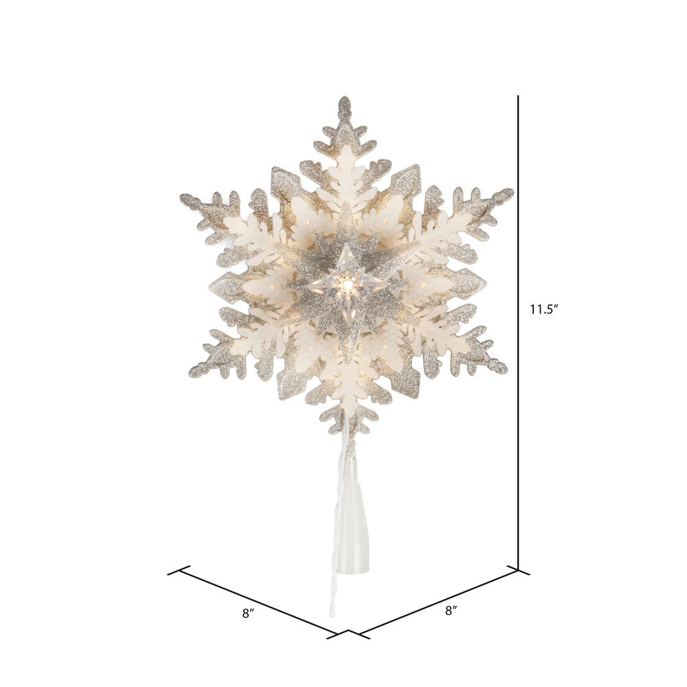 Vickerman LED White 6 Point Snowflake Tree Topper, Motion Light Cast