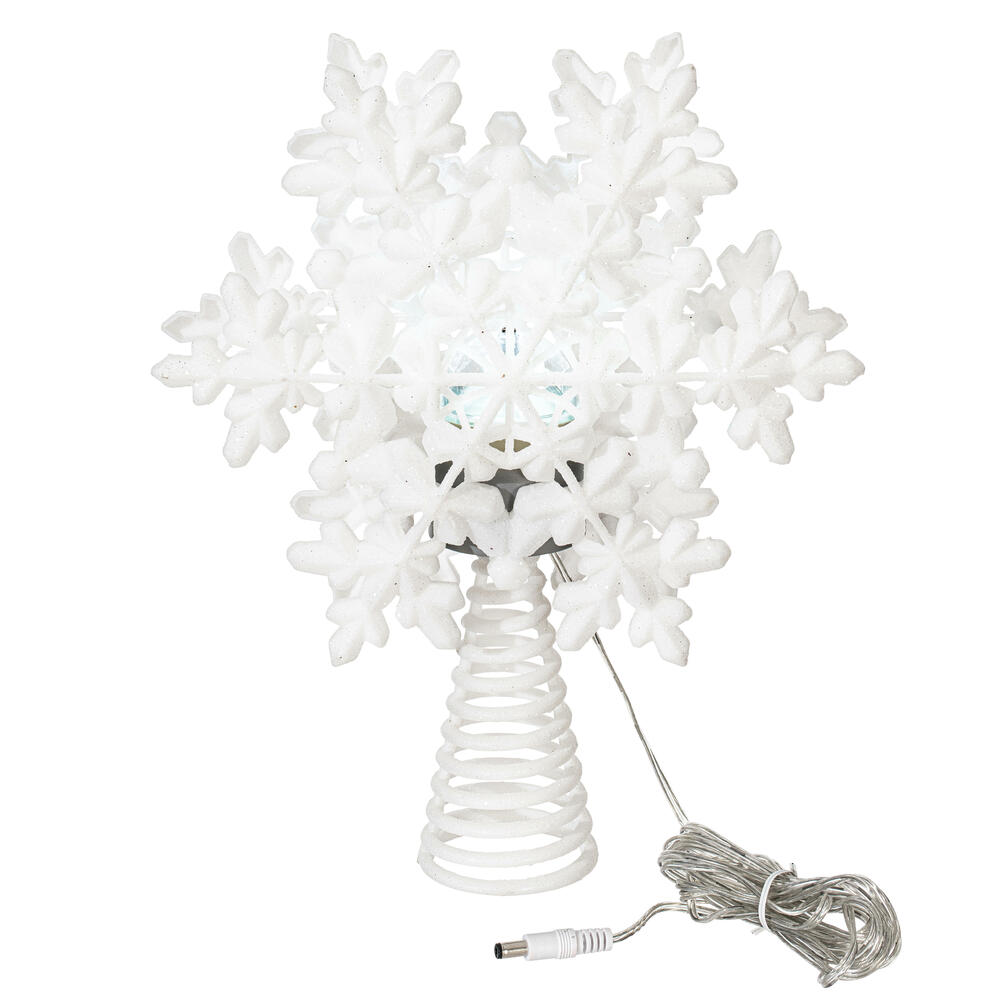 Vickerman LED White 6 Point Snowflake Tree Topper, Motion Light Cast