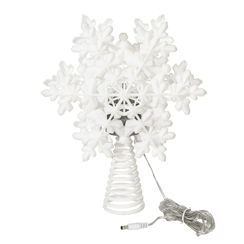 Vickerman LED White 6 Point Snowflake Tree Topper, Motion Light Cast