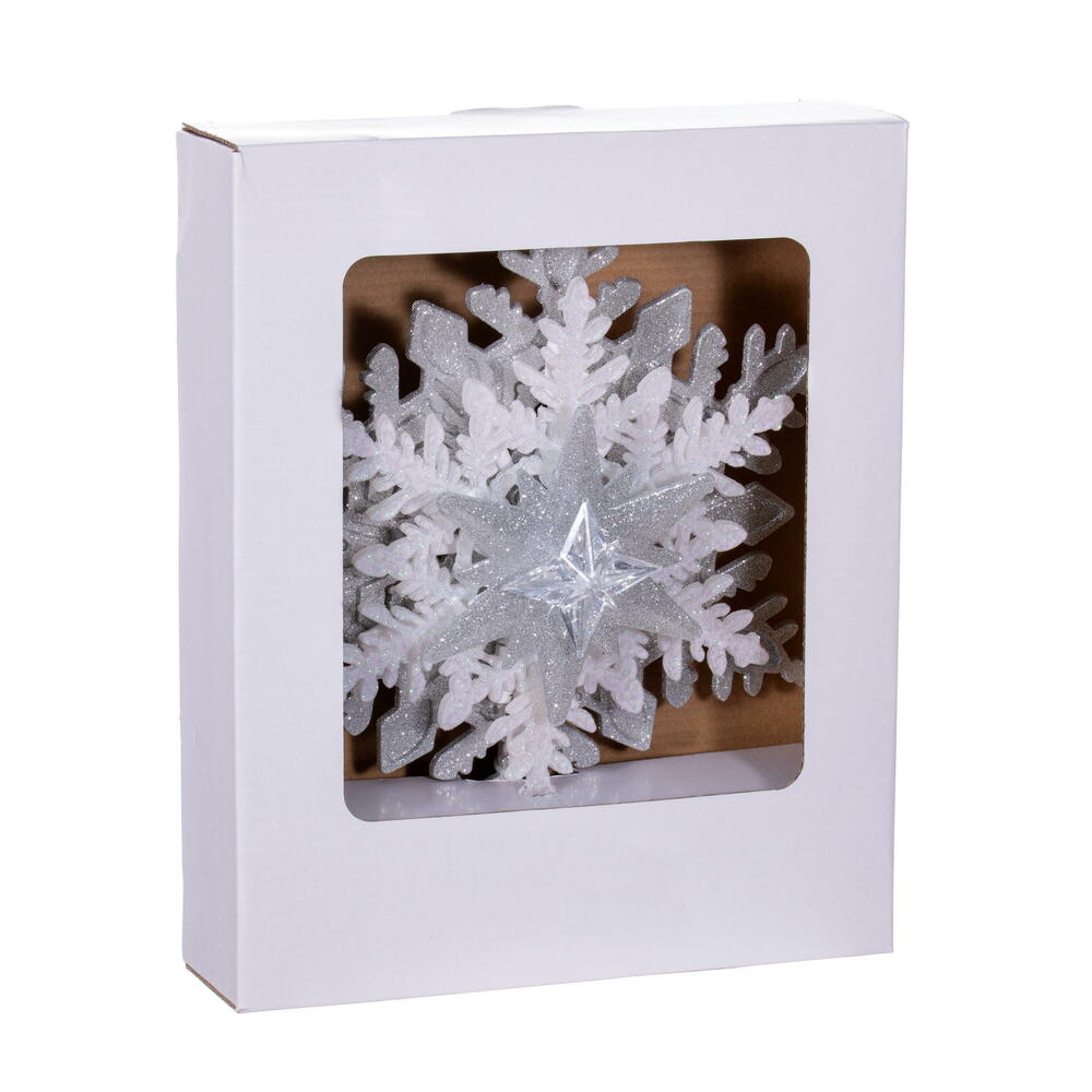 Vickerman Silver-White Snowflake Tree Topper