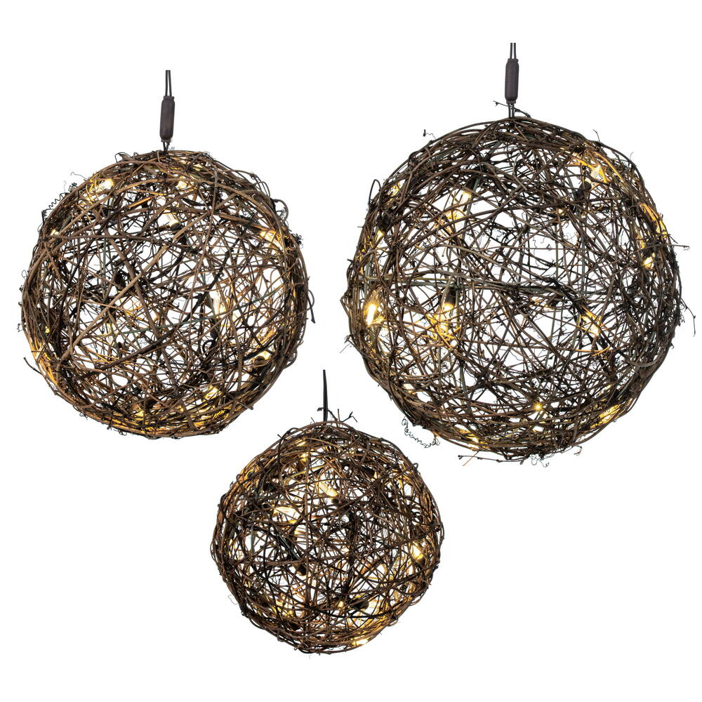 60Lt x 3Pc 8-10-12" LED Rattan Ball Set