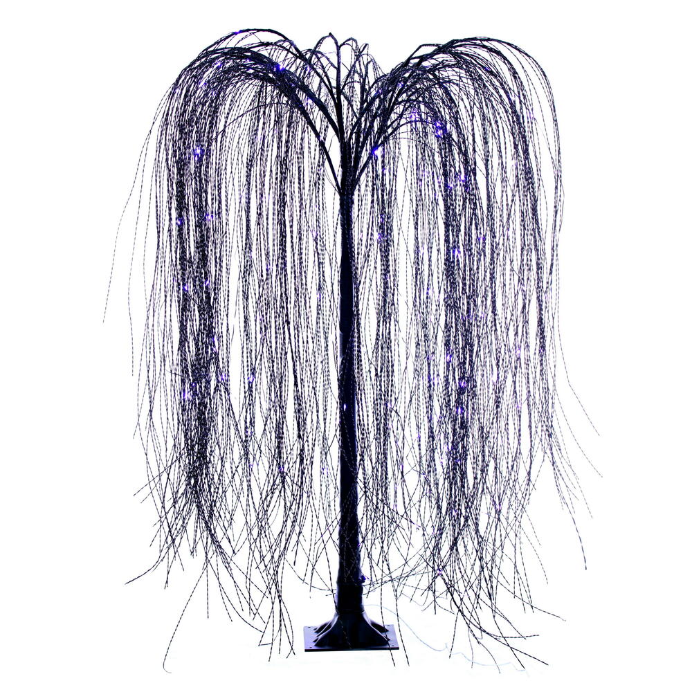 Vickerman Black Willow Twig Artificial Pre-Lit Halloween Tree, Purple and Orange LED Dot Lights. 