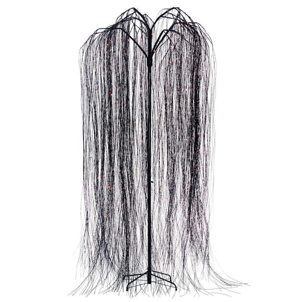 Vickerman Black Willow Twig Artificial Pre-Lit Halloween Tree, Purple and Orange LED Dot Lights. 