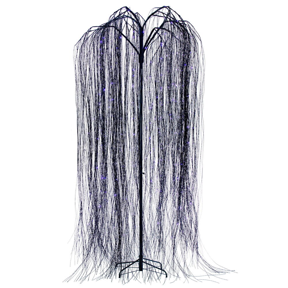 Vickerman Black Willow Twig Artificial Pre-Lit Halloween Tree, Purple and Orange LED Dot Lights. 