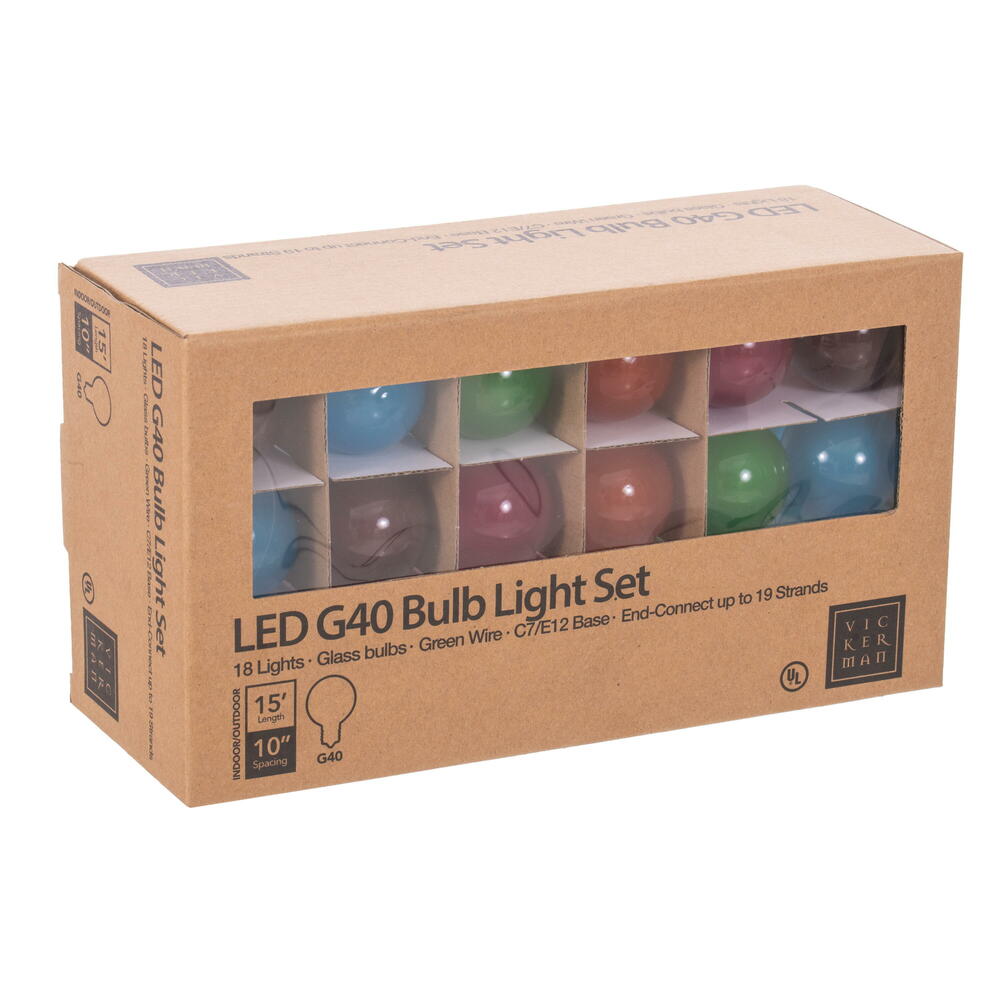 Vickerman 18Lt LED Glass G40-E12 Filament End-Connecting Set 