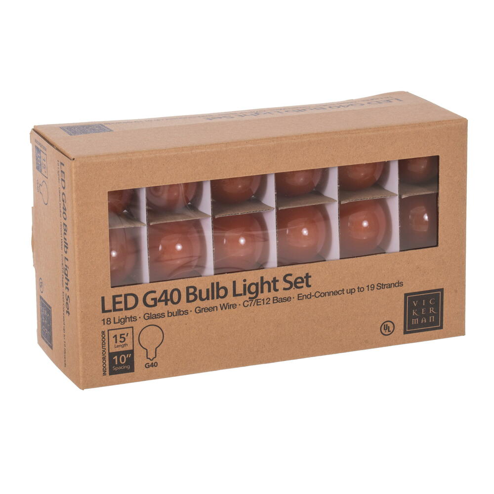 Vickerman 18Lt LED Glass G40-E12 Filament End-Connecting Set 