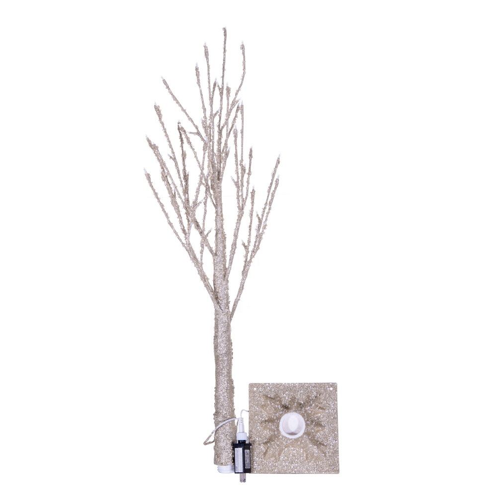 Vickerman Champagne Icy Sugar Glitter Twig Tree WW LED