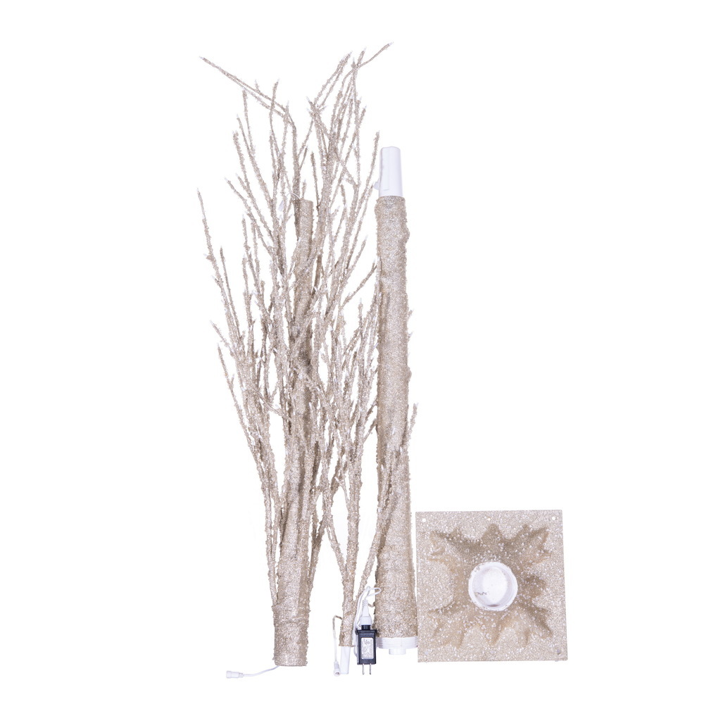 Vickerman Champagne Icy Sugar Glitter Twig Tree WW LED