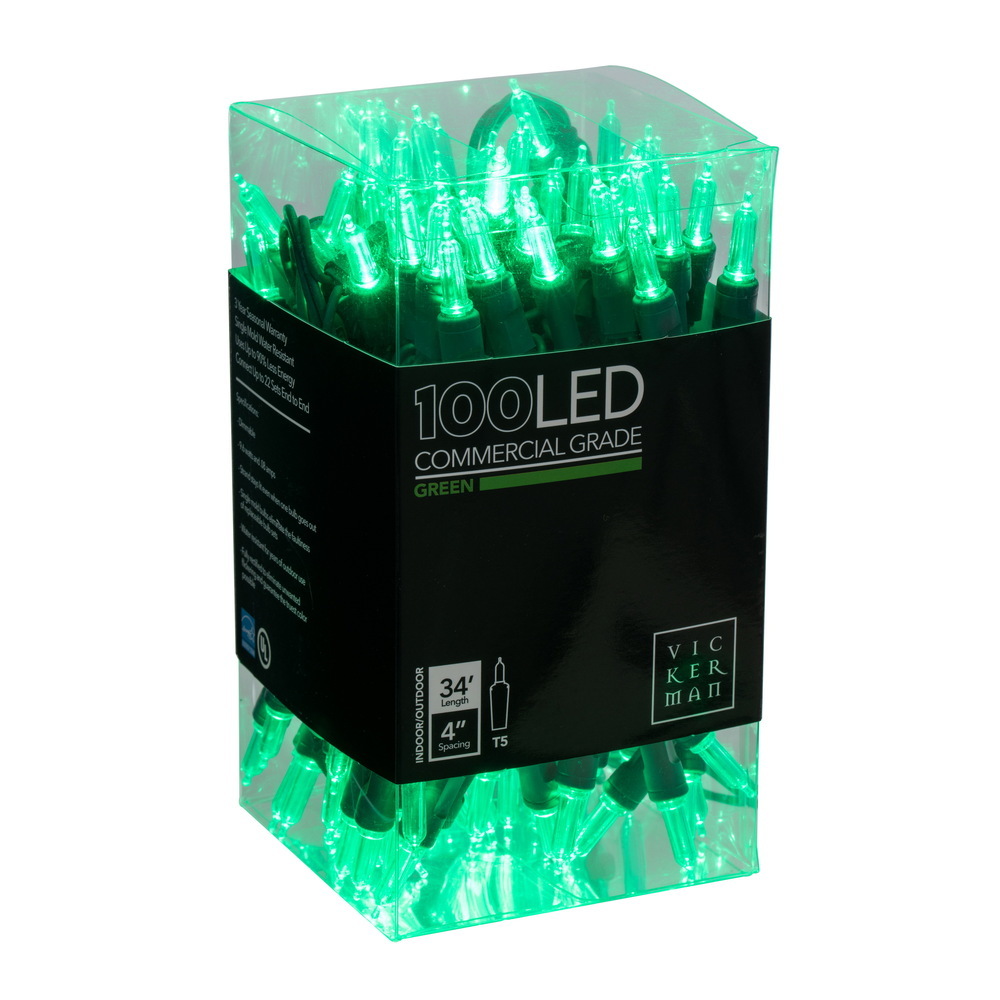 Vickerman Italian LED Single Mold Green Wire Christmas Light Set