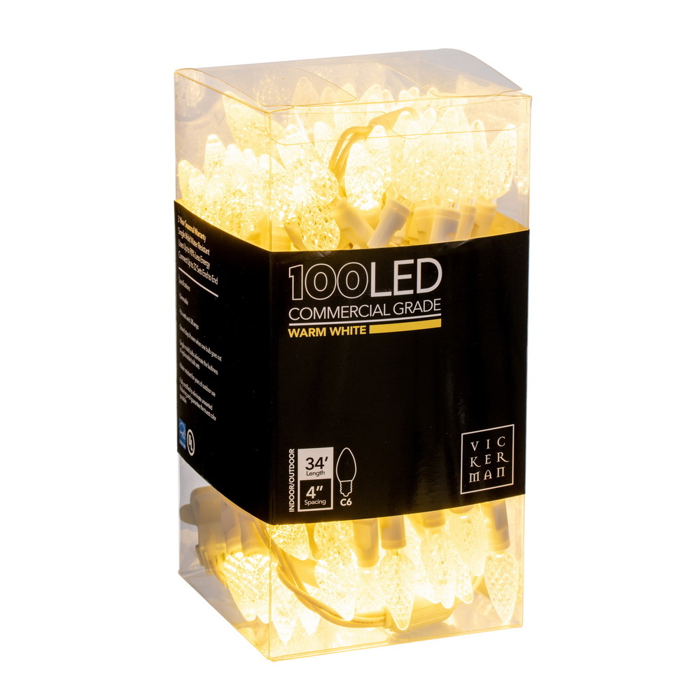 Vickerman C6 LED White Wire Single Mold Christmas Light Set