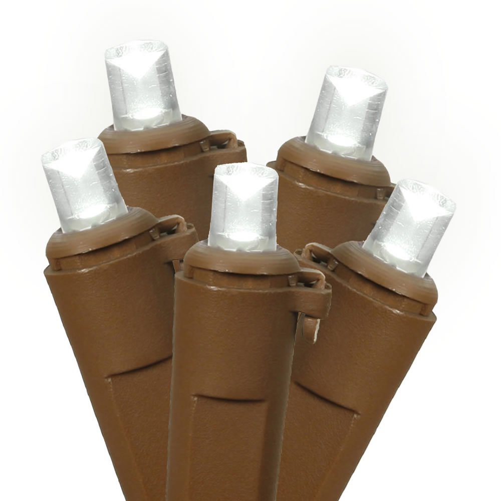 Vickerman Single Mold Wide Angle Brown Wire LED Christmas light set, Poly Bag