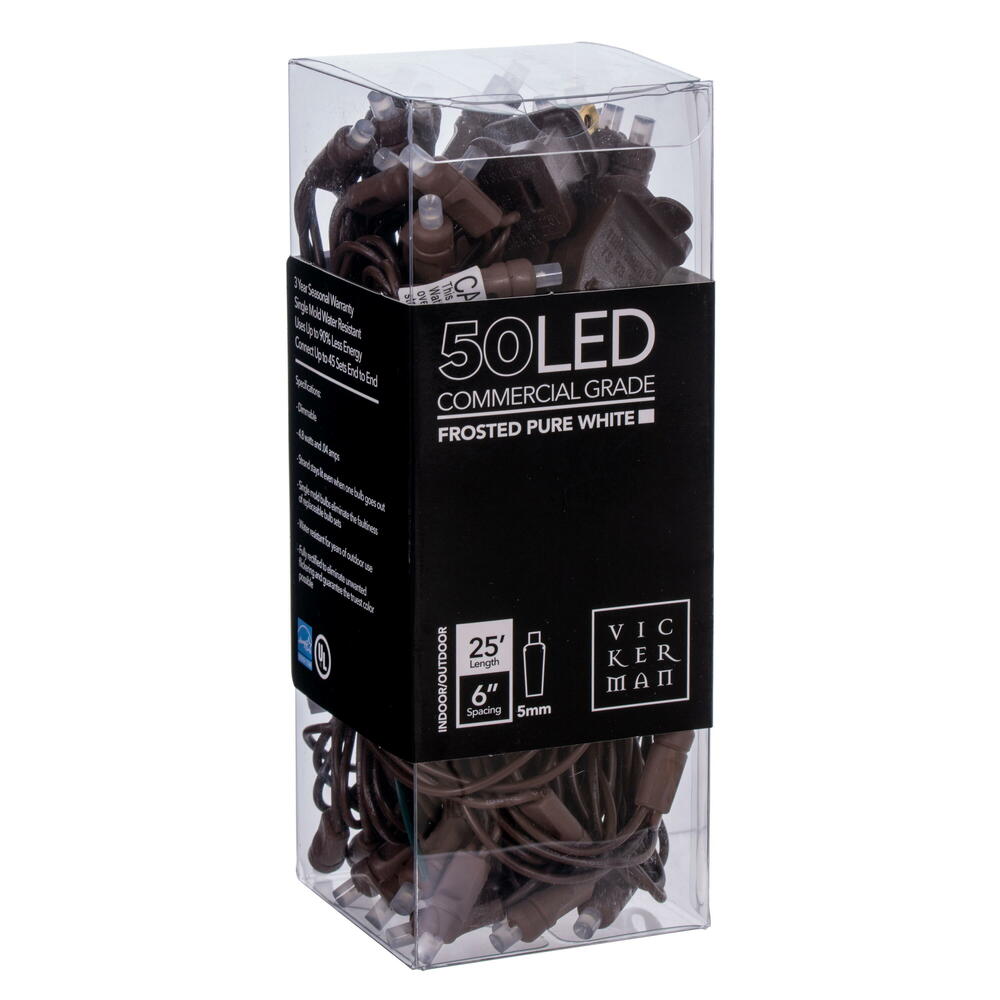 Vickerman Frosted Wide Angle Single Mold End-Connecting LED Light Set