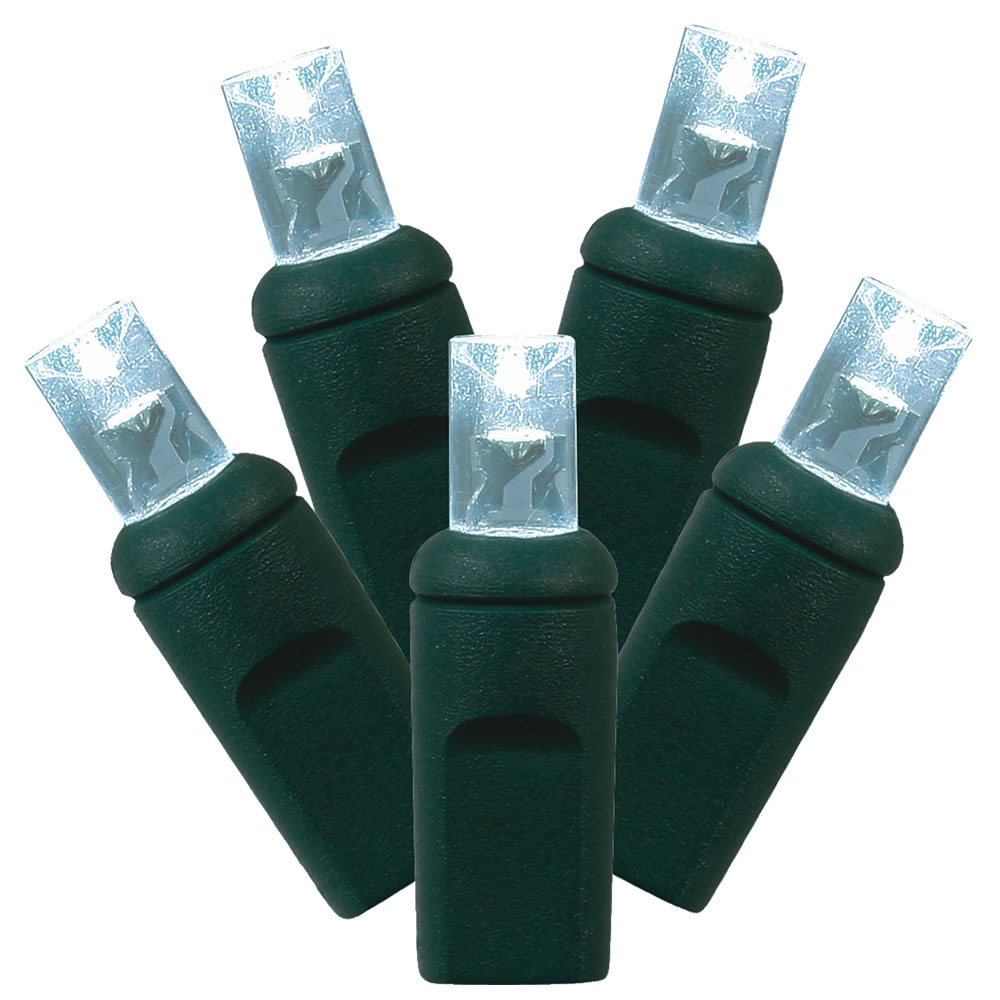 Vickerman Single Mold Wide Angle Green Wire LED Christmas light set, Poly Bag