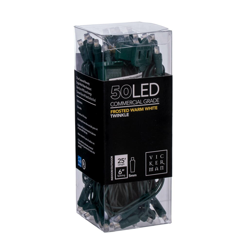 Vickerman Frosted Wide Angle Single Mold End-Connecting LED Light Set