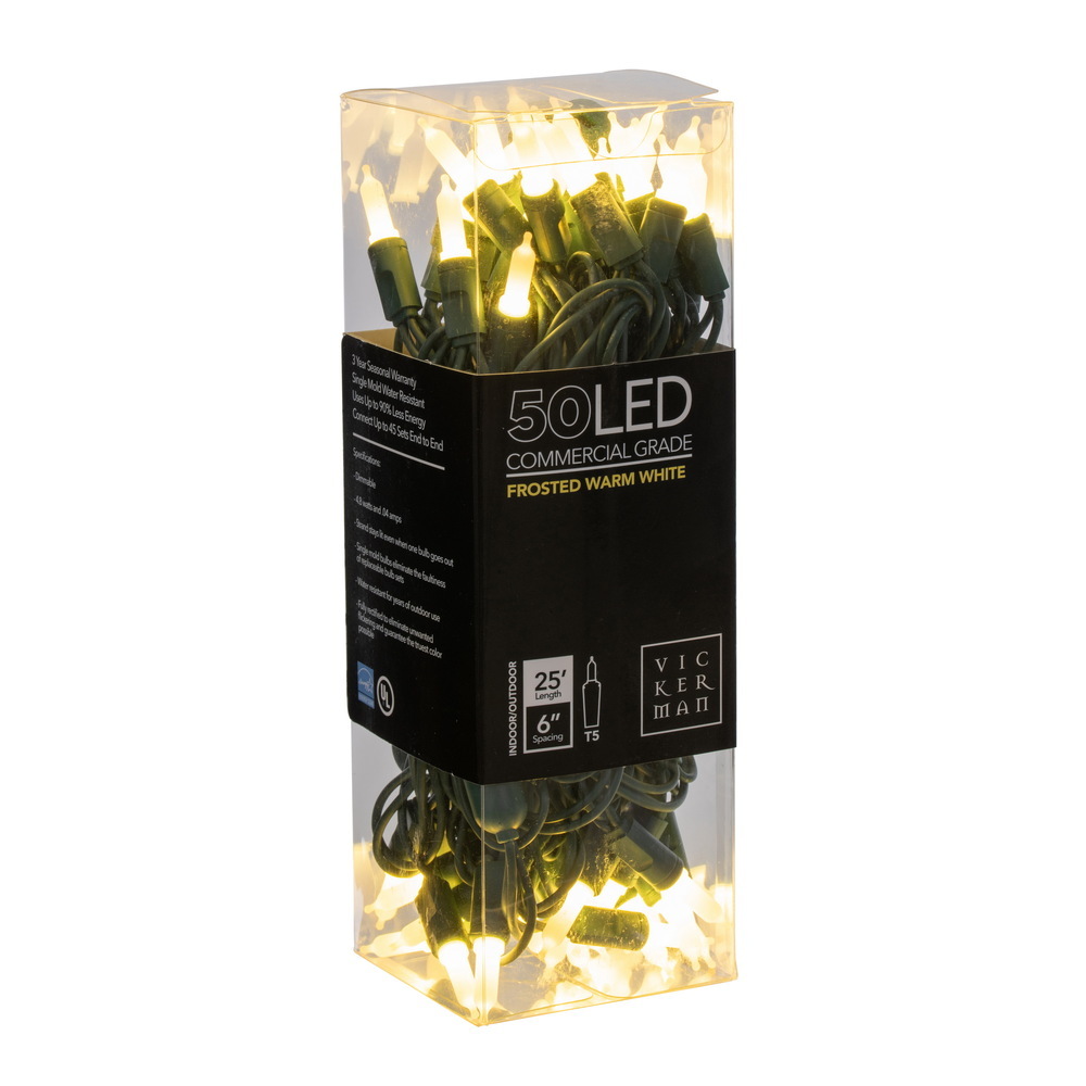 Vickerman Italian LED Single Mold Green Wire Christmas Light Set