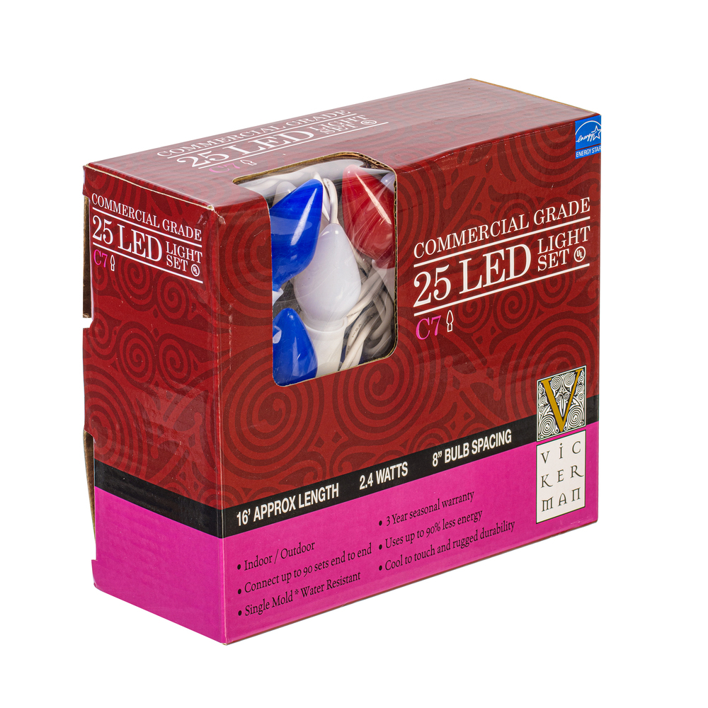 25Lt LED C7 Rd-Wt-BL Ceramic Ww 8"S 16'L